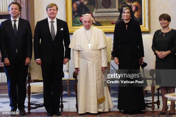 Pope Francis meets Dutch King Willem-Alexander and Queen Maxima and delegation at the Apostolic Palace on June 22, 2017 in Vatican City, Vatican....
