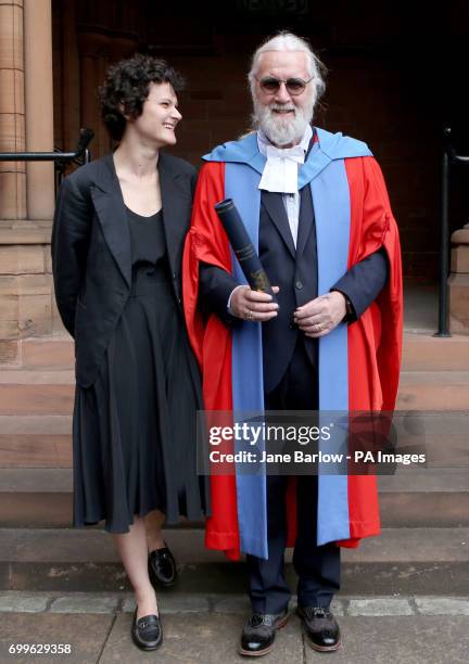 Sir Billy Connelly, with daughter Cara, after he received his Honorary Doctorate degree from the University of Strathclyde in Glasgow.