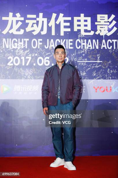 Actor Vincent Zhao Wenzhuo arrives at the red carpet of Gala Night of Jackie Chan Action Movie Week during the 20th Shanghai International Film...