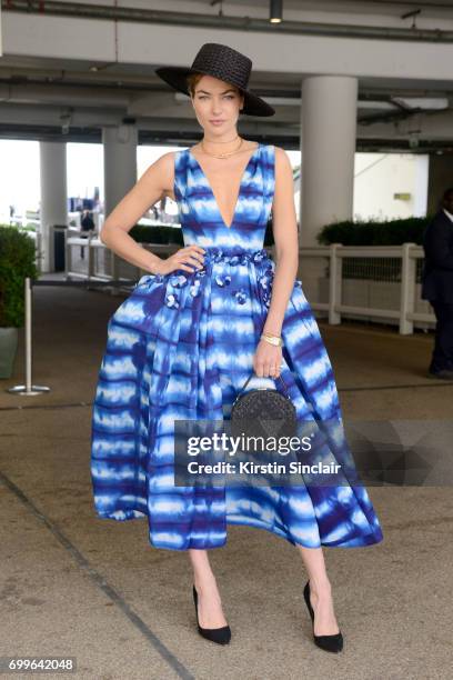 Model Jessica Hart attends day 3 of Royal Ascot at Ascot Racecourse on June 22, 2017 in Ascot, England.