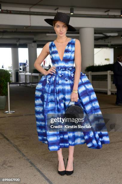 Model Jessica Hart attends day 3 of Royal Ascot at Ascot Racecourse on June 22, 2017 in Ascot, England.