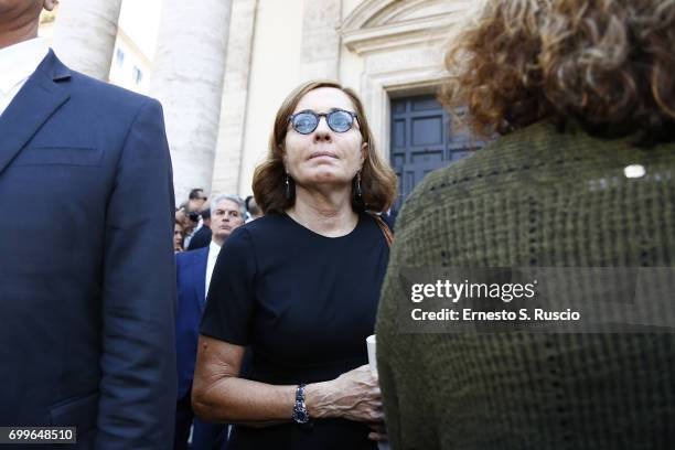 Barbara Palombelli attends during the Carla Fendi Funeral at Chiesa degli Artisti on June 22, 2017 in Rome, Italy.