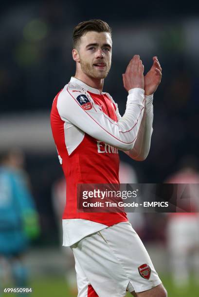 Arsenal's Calum Chambers celebrates after the final whistle