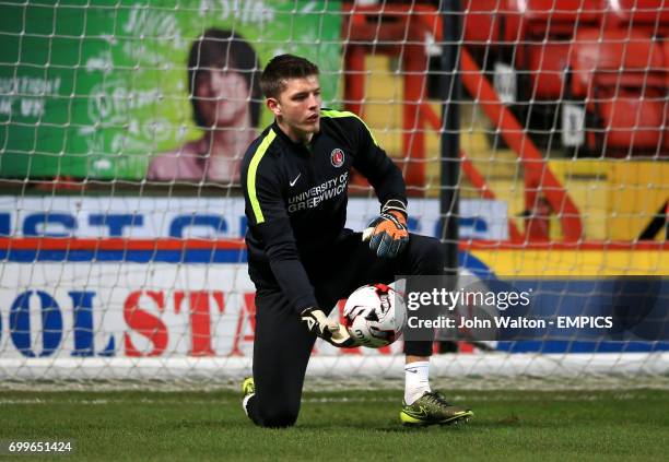 Charlton Athletic goalkeeper Nick Pope during warm up.