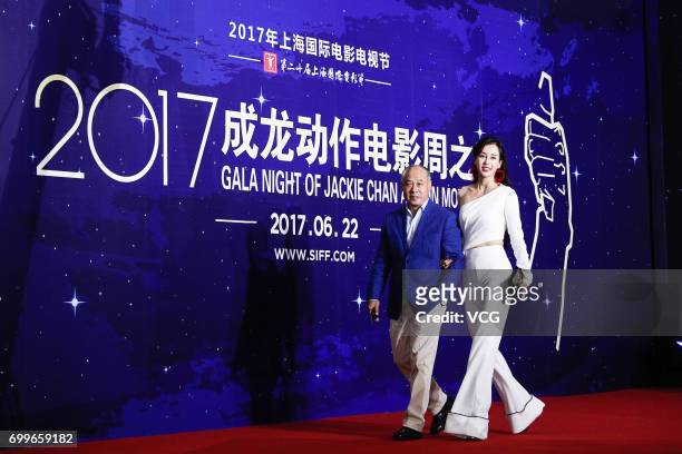 Retired gymnast and entrepreneur Li Ning, yoga model and actress Miya Muqi arrive at the red carpet of Gala Night of Jackie Chan Action Movie Week...