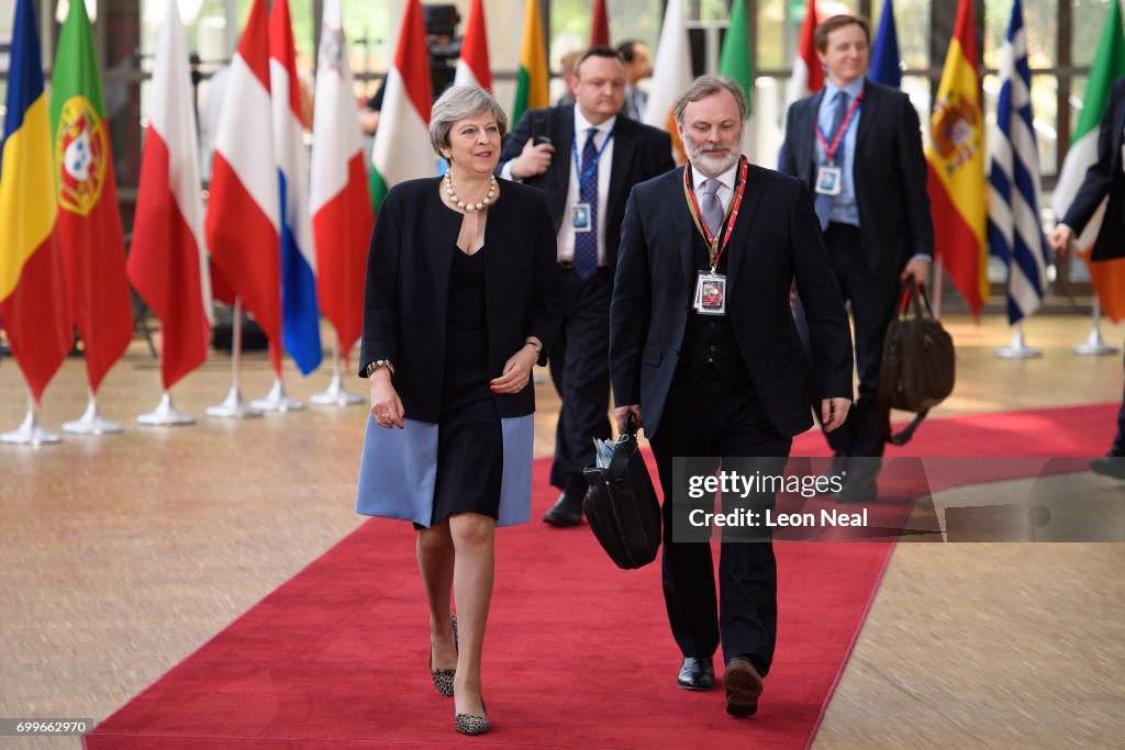 The British Prime Minister Attends The European Council Meeting In Brussels - Day One