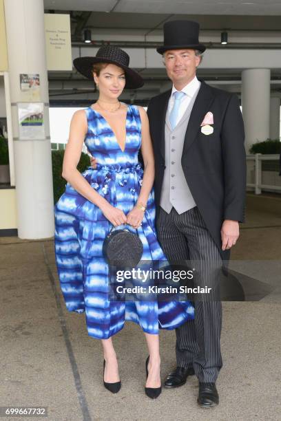 Jessica Hart and Laurent Feniou attend day 3 of Royal Ascot at Ascot Racecourse on June 22, 2017 in Ascot, England.