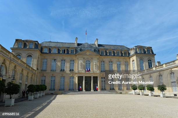 General view of the Elysee Palace after the weekly cabinet meeting with French President Emmanuel Macron on June 22, 2017 in Paris, France.