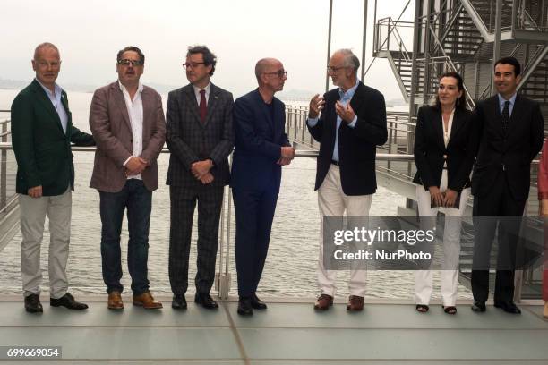 The architect Enzo Piano Talk with the Belgian artist Carsten Holler, along with other personalities like Javier Botin in the Botin Center of the...