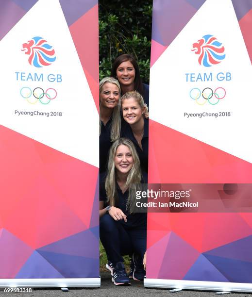 Eve Muirhead, Anna Sloan, Vicki Adams and Laura Gray pose for photographs after being amongst the first athletes selected to represent Great Britain...