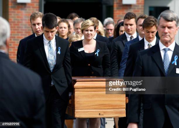 The casket of Otto Warmbier is carried out from his funeral at Wyoming High School June 22, 2017 in Wyoming, Ohio. Otto Warmbier, the 22-year-old...
