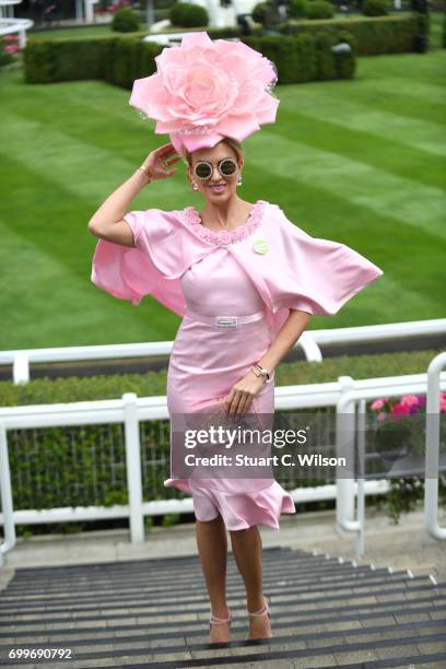 Racegoer in a hat attend Royal Ascot Ladies Day 2017 at Ascot Racecourse on June 22, 2017 in Ascot, England.