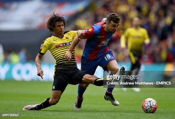 Watford's Nathan Ake and Crystal Palace's James McArthur battle for the ball