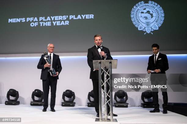 Chairman Ritchie Humphreys presents the Men's PFA Players' Player of the Year award