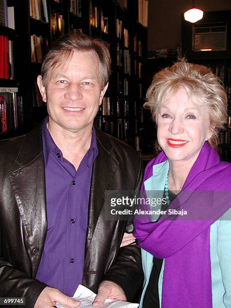 Actor Michael York poses with his wife Pat during a booksigning appearance for his new book "Dispatches From Armageddon: Making The Movie Megiddo...A...