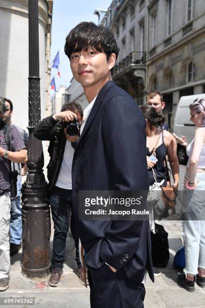 Gong Yoo is seen arriving at Louis Vuitton fashion show during Paris Fashion Week - Menswear Spring/Summer 2018 on June 22, 2017 in Paris, France.