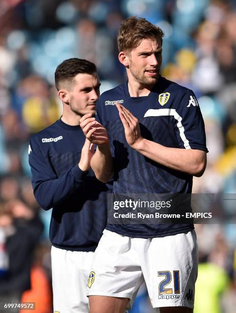 Leeds United's Charlie Taylor applauds the fans after the final whistle.