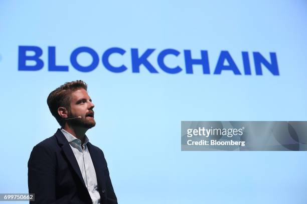 Peter Smith, chief executive officer of Blockchain Ltd., speaks during the Noah technology conference in Berlin, Germany, on Thursday, June 22, 2017....