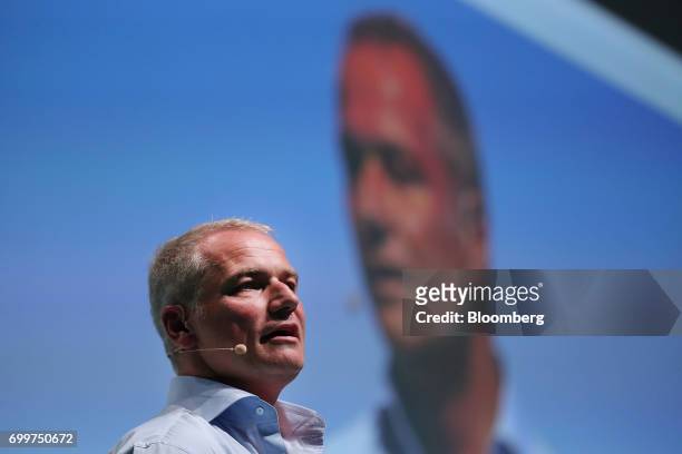 Carsten Kengeter, chief executive officer of Deutsche Boerse AG, speaks during the Noah technology conference in Berlin, Germany, on Thursday, June...