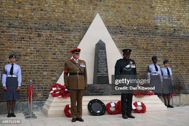 Memorial honoring the two million African and Caribbean military servicemen and women who served in World War I and World War II, is unveiled in...