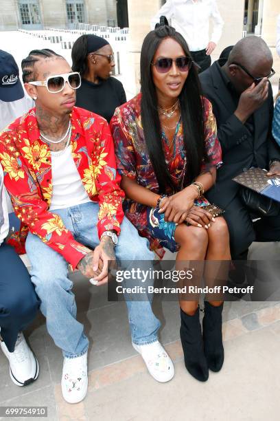 Tyga and Naomi Campbell attend the Louis Vuitton Menswear Spring/Summer 2018 show as part of Paris Fashion Week on June 22, 2017 in Paris, France.