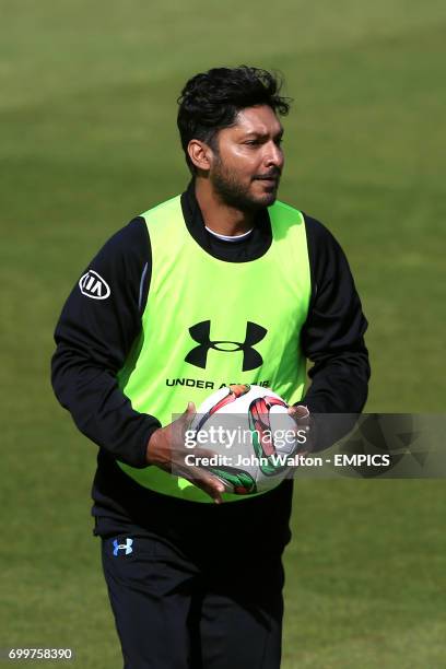 Surrey's Kumar Sangakkara during the warm up