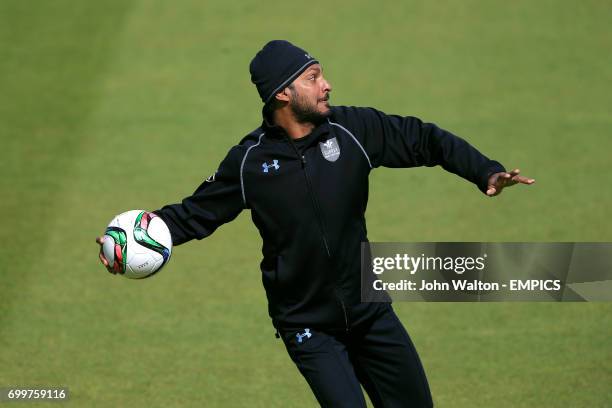 Surrey's Kumar Sangakkara during the warm up