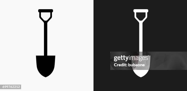 ilustrações de stock, clip art, desenhos animados e ícones de shovel icon on black and white vector backgrounds - pá