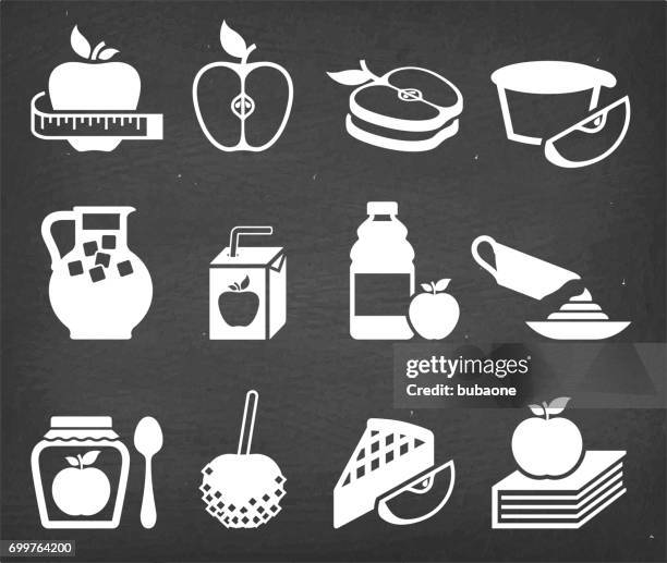 essen apfel und vektor-icon-set sichern - apfelpunsch stock-grafiken, -clipart, -cartoons und -symbole