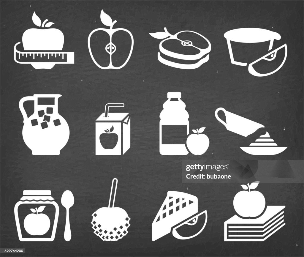 Food apple and backing vector icon set