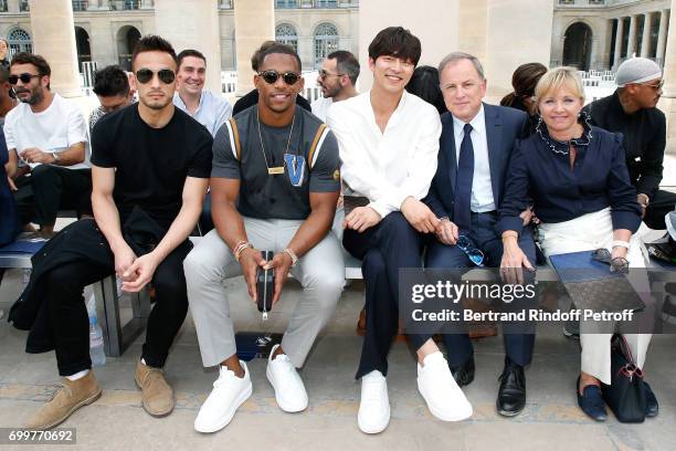 Hidetoshi Nakata, Victor Cruz, Gong Yoo, Chief Executive Officer of Louis Vuitton, Michael Burke and his wife Brigitte Burke attend the Louis Vuitton...