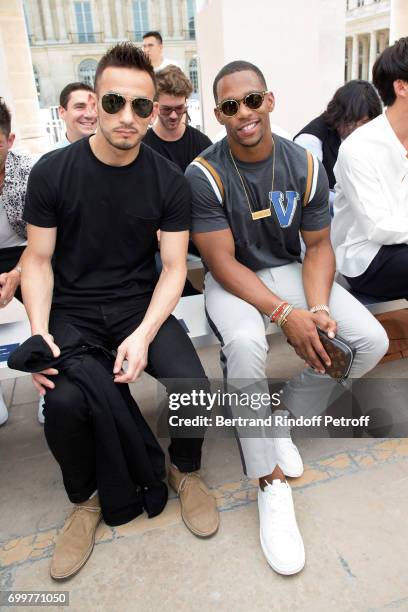 Hidetoshi Nakata and Victor Cruz attend the Louis Vuitton Menswear Spring/Summer 2018 show as part of Paris Fashion Week on June 22, 2017 in Paris,...