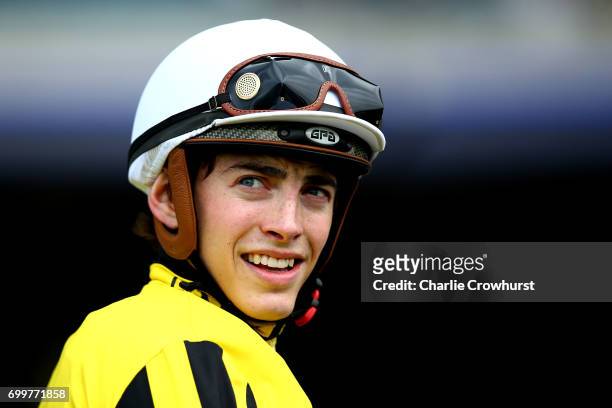 James Doyle celebrates after he rides Big Orange to win The Gold Cup ahead of Ryan Moore on Order of St George on day 3 'Ladies Day' of Royal Ascot...
