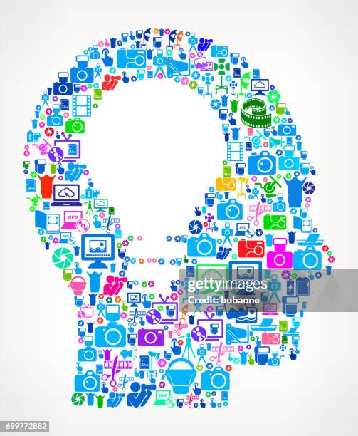 idea head photo camera photography vector illustration - headshot backdrop stock illustrations