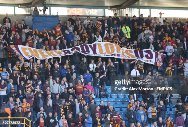 Bradford City fans with a banner that reads, "Everybody Loves Us"