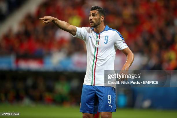 Italy's Graziano Pelle celebrates in action