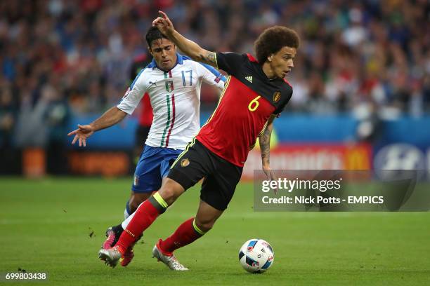 Belgium's Axel Witsel gets away from Italy's Eder