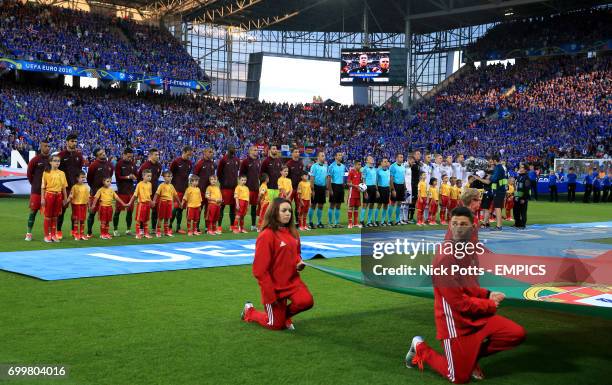 Portugal and Iceland line up before the game