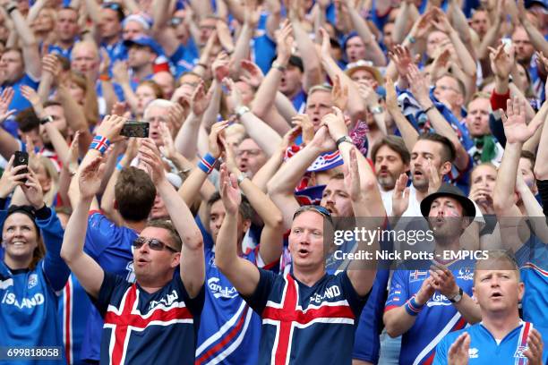 Iceland fans show their support in the stands