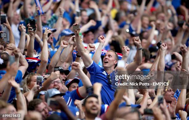 Iceland fans celebrate in the stands