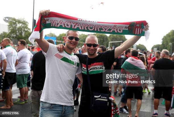 Hungary fans show support for their team