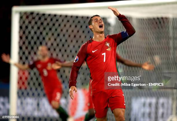 Portugal's Cristiano Ronaldo gestures in frustration after a missed chance