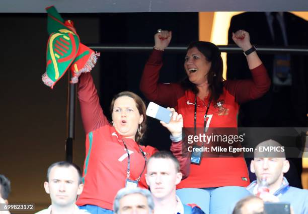 Cristiano Ronaldo's mother Maria Dolores dos Santos in the stands before the game