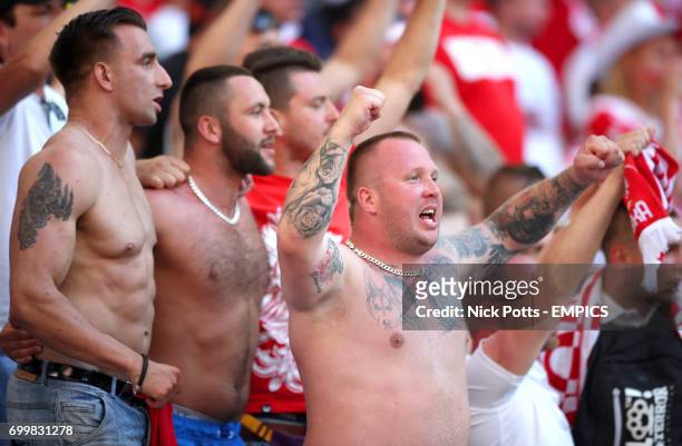 Poland fans show their support in the stands