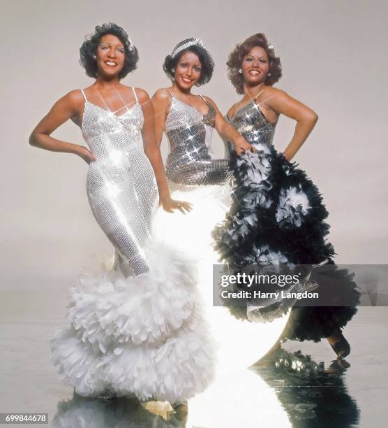Singers Supremes; Mary Wilson, Sherri Payne, Cindy Birdsong pose for a portrait in 2001 in Los Angeles, California.