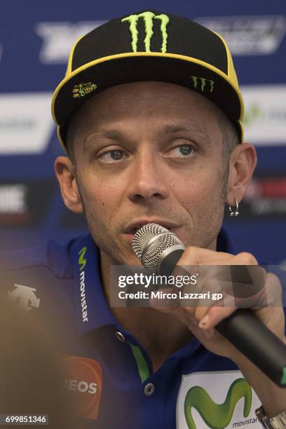 Valentino Rossi of Italy and Movistar Yamaha MotoGP speaks during the press conference in Yamaha hospitality during the MotoGP Netherlands - Preview...