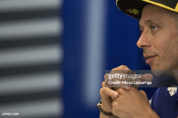Valentino Rossi of Italy and Movistar Yamaha MotoGP speaks during the press conference in Yamaha hospitality during the MotoGP Netherlands - Preview...
