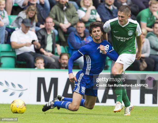 Hibernian's Scott Martin and Birmingham City's Diego Fabrini.