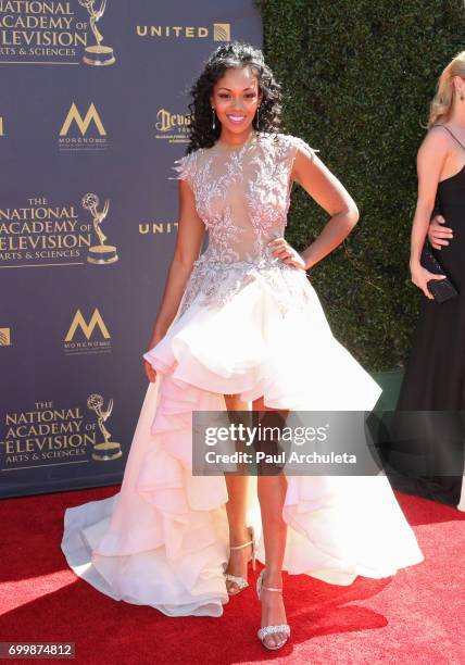 Actress Mishael Morgan attends the 44th annual Daytime Emmy Awards at The Pasadena Civic Auditorium on April 30, 2017 in Pasadena, California.