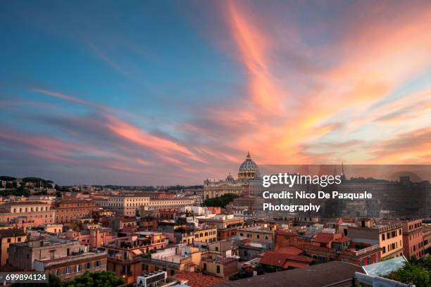 aerial view of vatican city at sunset - rome sunset stock pictures, royalty-free photos & images